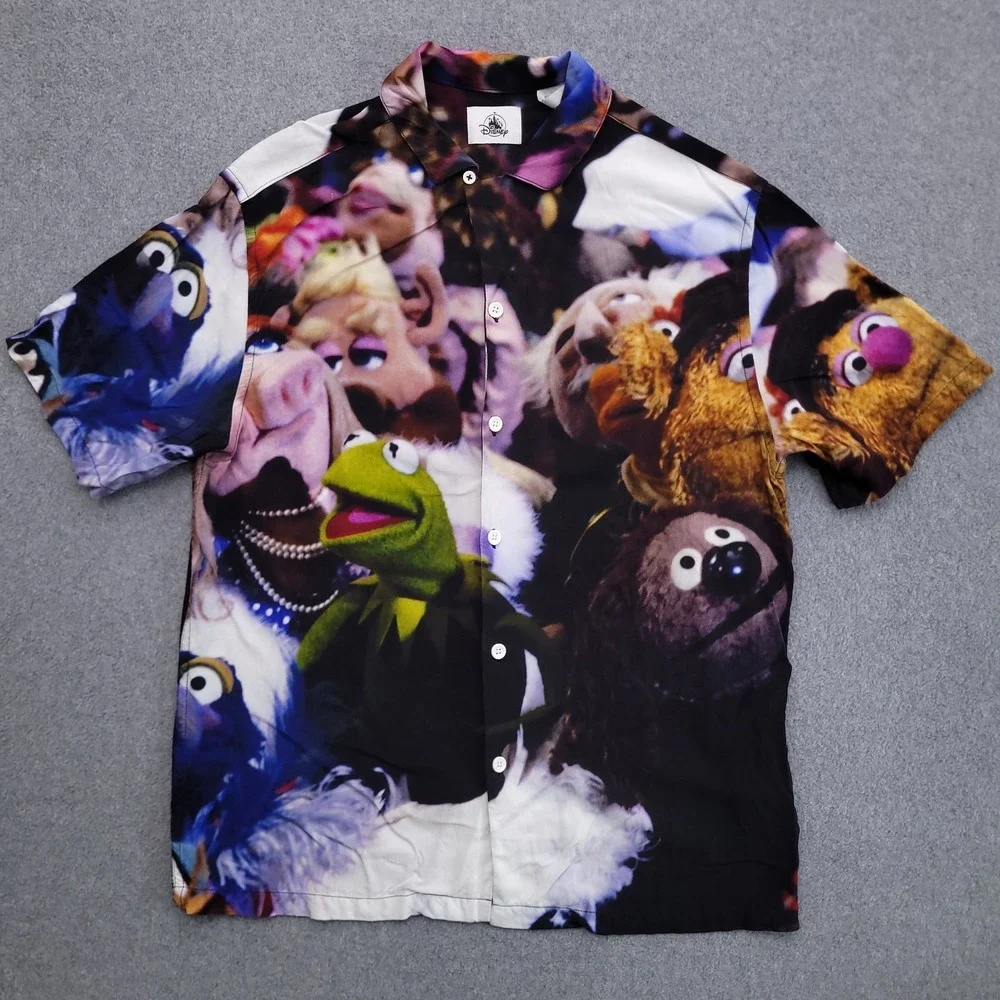 Disney Parks Shirt Mens M The Muppets All Over Print Camp Button Up AOP